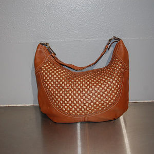 Cole Haan Chestnut Woven Leather Hobo Bag